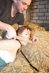 Spoiled Pantless Girl Tied with Rope and Banged Hard in the Barn